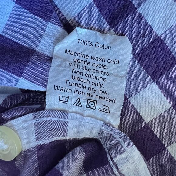 J.Crew Factory Shirt Size M Purple/White Slim Button Up Gingham Check - Picture 8 of 9